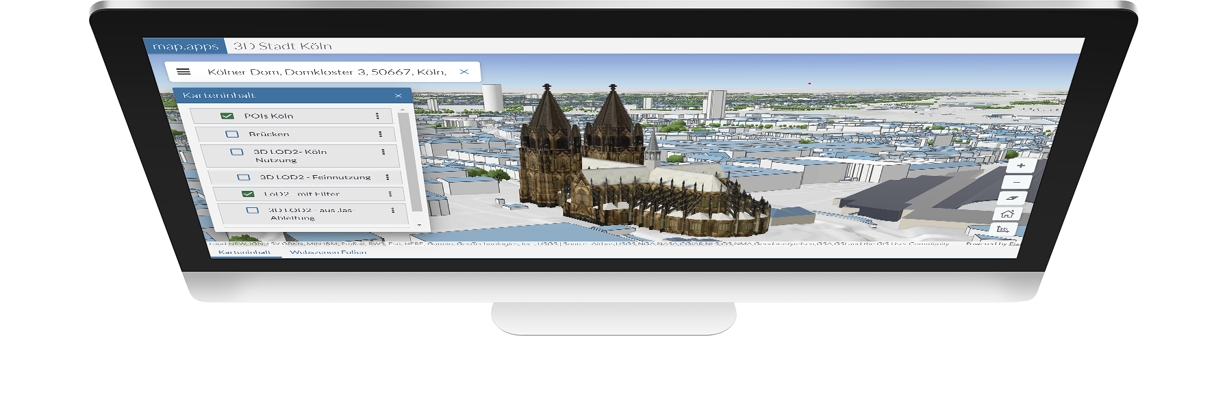 Kölner Dom in map.apps Anwendung